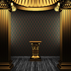 Image showing bronze columns, pedestal and wallpaper