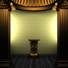 Image showing bronze columns, pedestal and wallpaper