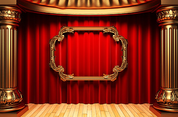 Image showing red curtains, gold columns and frames