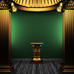 Image showing bronze columns, pedestal and wallpaper