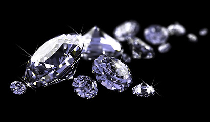 Image showing Diamonds on black surface