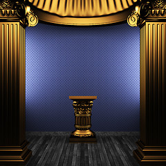 Image showing bronze columns, pedestal and wallpaper