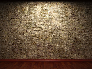 Image showing illuminated wooden wall