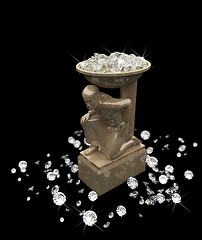 Image showing a lot of diamonds and marble statuette