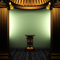 Image showing bronze columns, pedestal and wallpaper