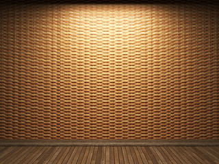 Image showing illuminated wooden wall