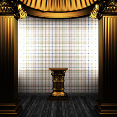 Image showing bronze columns, pedestal and wallpaper