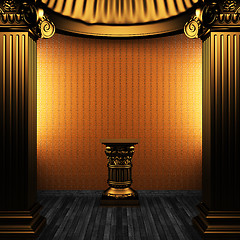 Image showing bronze columns, pedestal and wallpaper