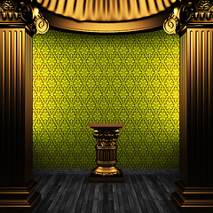 Image showing bronze columns, pedestal and wallpaper