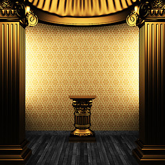 Image showing bronze columns, pedestal and wallpaper