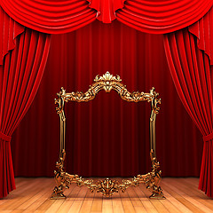 Image showing red curtains, gold frame