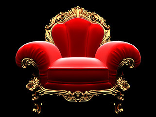 Image showing classic golden chair in the dark