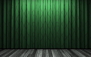 Image showing green velvet curtain opening scene