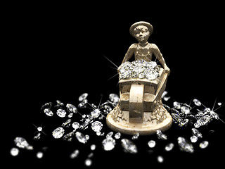 Image showing a lot of diamonds and marble statuette