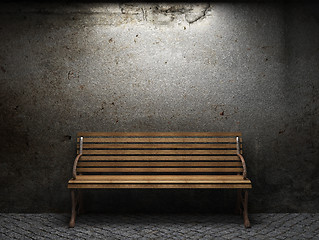 Image showing old concrete wall and bench