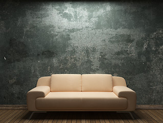 Image showing old concrete wall and sofa