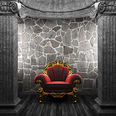Image showing stone columns and chair