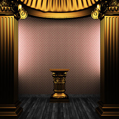 Image showing bronze columns, pedestal and wallpaper