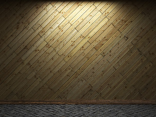 Image showing illuminated wooden wall