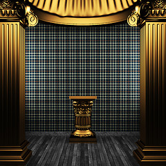 Image showing bronze columns, pedestal and wallpaper