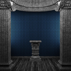 Image showing stone columns, pedestal and wallpaper