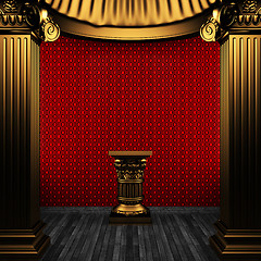 Image showing bronze columns, pedestal and wallpaper