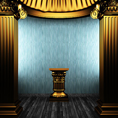 Image showing bronze columns, pedestal and wallpaper