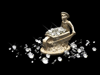 Image showing a lot of diamonds and marble statuette