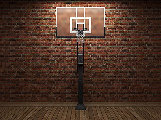 Image showing old brick wall and basketball