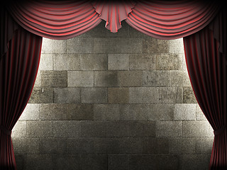 Image showing velvet curtain opening scene