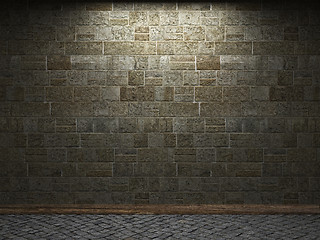 Image showing illuminated stone wall