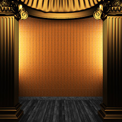 Image showing bronze columns and wallpaper