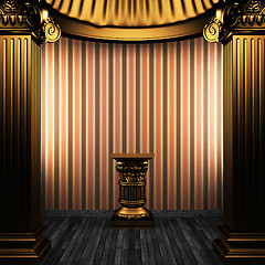 Image showing bronze columns, pedestal and wallpaper