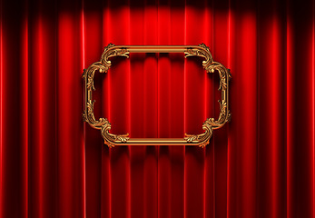 Image showing red curtains, gold frame