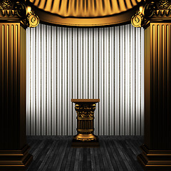 Image showing bronze columns, pedestal and wallpaper