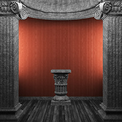 Image showing stone columns, pedestal and wallpaper