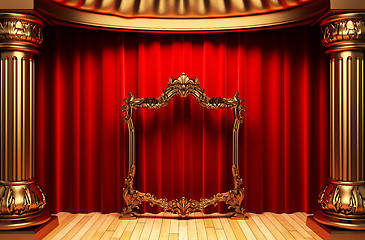 Image showing red curtains, gold columns and frames