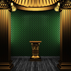 Image showing bronze columns, pedestal and wallpaper