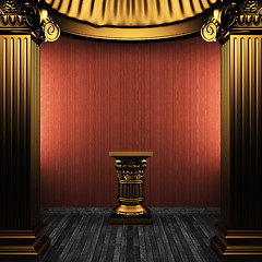 Image showing bronze columns, pedestal and wallpaper