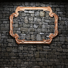 Image showing illuminated stone wall and frame