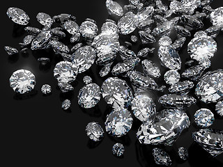 Image showing Diamonds on black surface