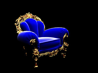 Image showing classic golden chair in the dark