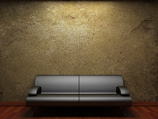 Image showing old concrete wall and sofa