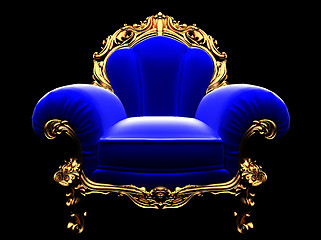 Image showing classic golden chair in the dark