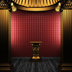 Image showing bronze columns, pedestal and wallpaper