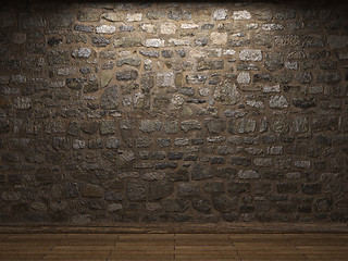 Image showing illuminated stone wall