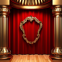 Image showing red curtains, gold columns and frames