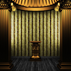 Image showing bronze columns, pedestal and wallpaper