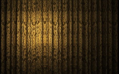 Image showing yellow velvet curtain opening scene