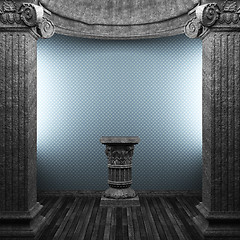 Image showing stone columns, pedestal and wallpaper